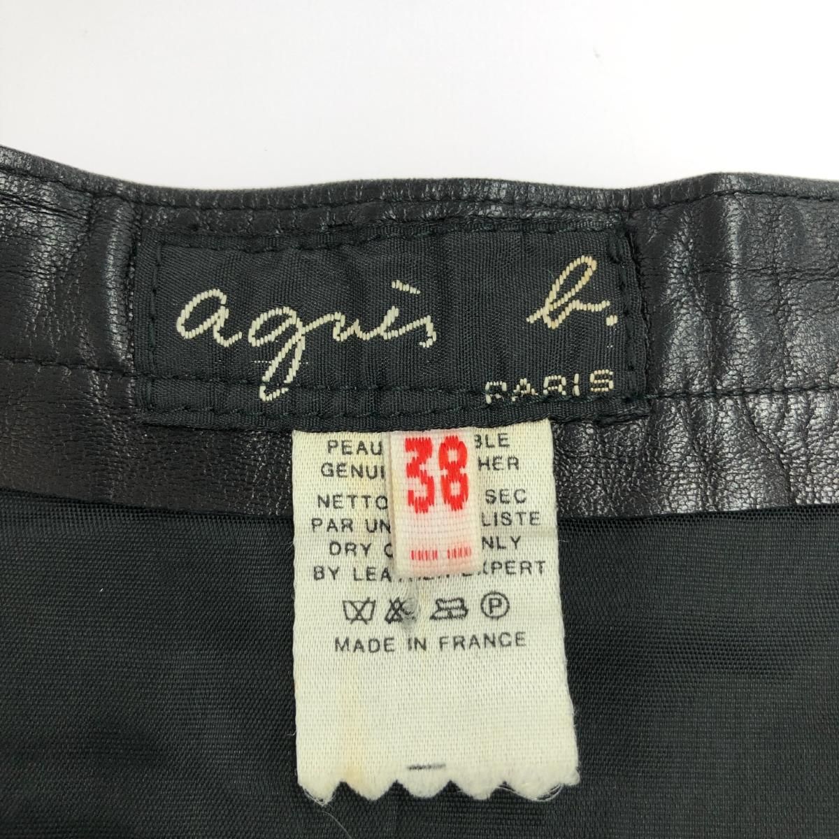 agnes b. アニエスベー レザー スカート サイズ:38 ブラック  