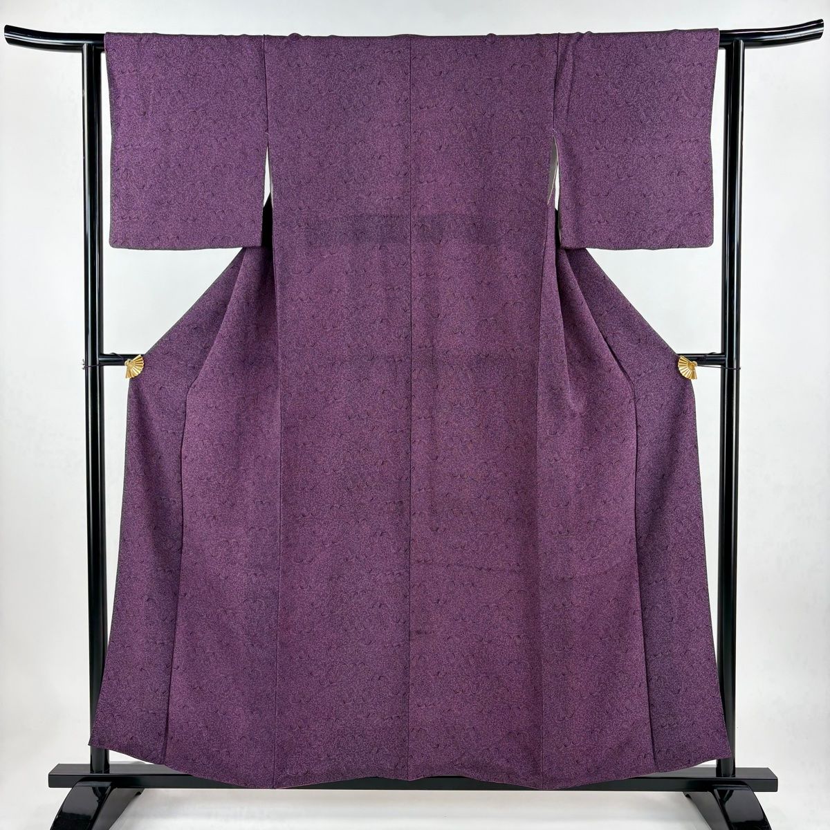 文5 美品 小紋 身丈176cm 裄丈70cm 未仕立て 仮絵羽 縦縞 灰白 正絹 美品