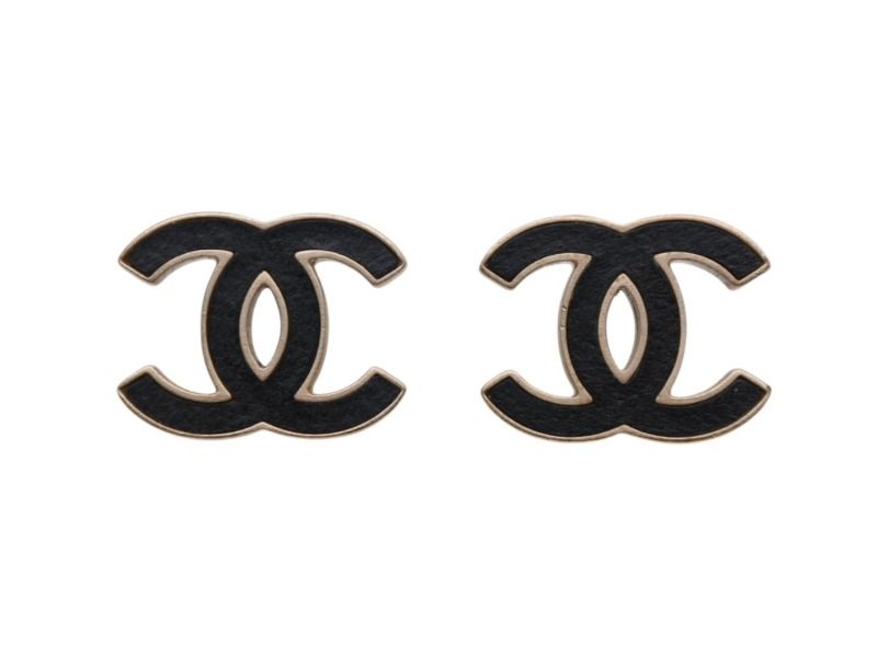 CHANEL シャネル Coco Mark ココマーク ピアス B13C 刻印 4.8g ゴールド ブラック 4b006479