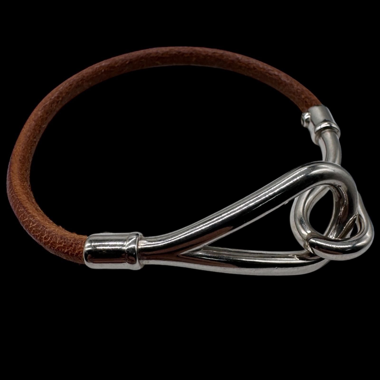 【正規品美品】HERMES　エルメス　ジャンボ　ブレスレット 美品 HERMES エルメス ジャンボレザーブレスレット シルバー金具