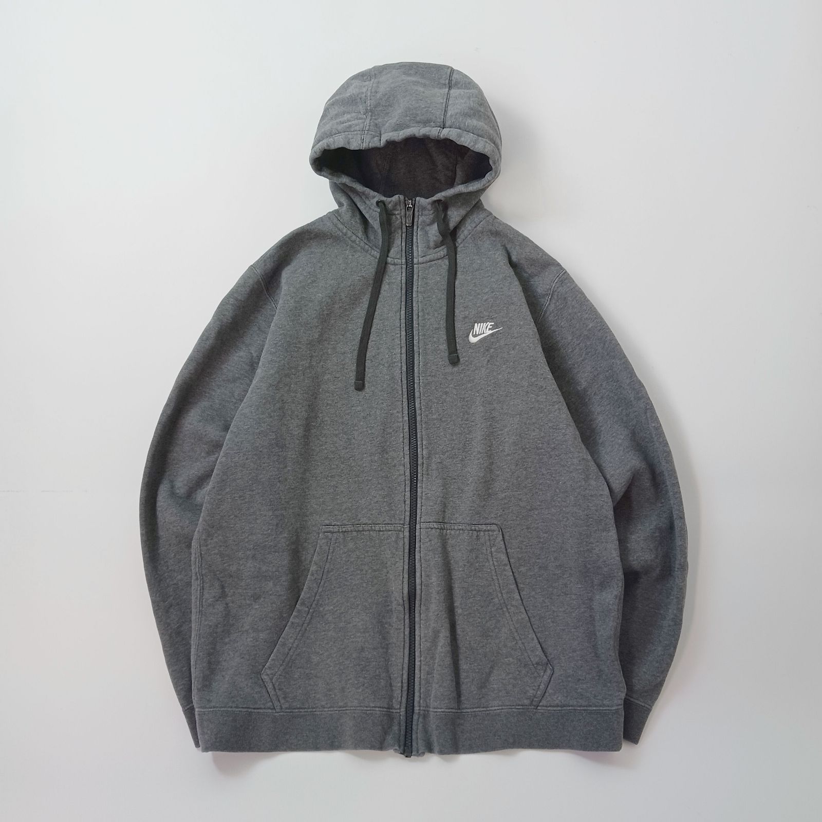 NIKE ナイキ フルジップパーカー スウェット 裏起毛 ロゴ刺繡 ダークグレー L