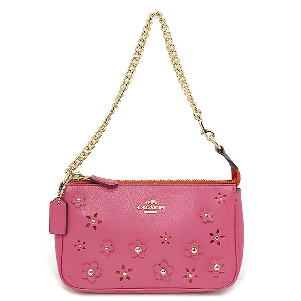 美品【COACH】コーチ ポーチ ミニバッグ チェーンバッグ フラワー 