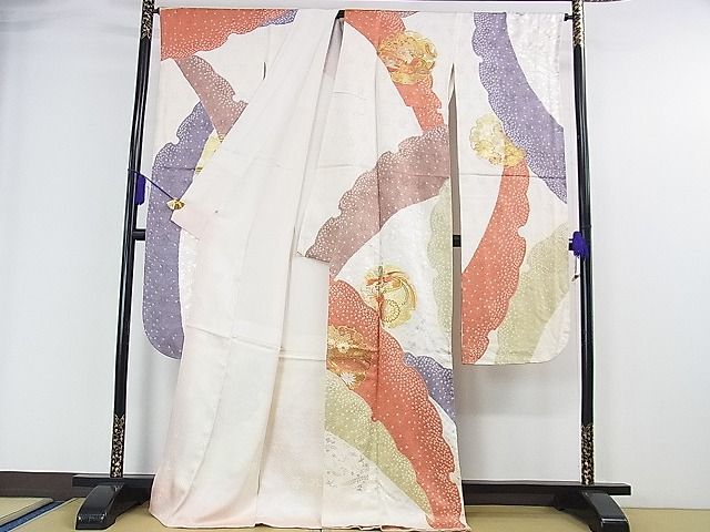 平和屋本店■極上　創業460年・千總　振袖　駒刺繍　絞り　雪輪鳳凰花文　金銀彩　逸品　DZAA0057kh4 平和屋本店□極上 創業460年・千總 振袖 駒刺繍 絞り 雪輪鳳凰花文