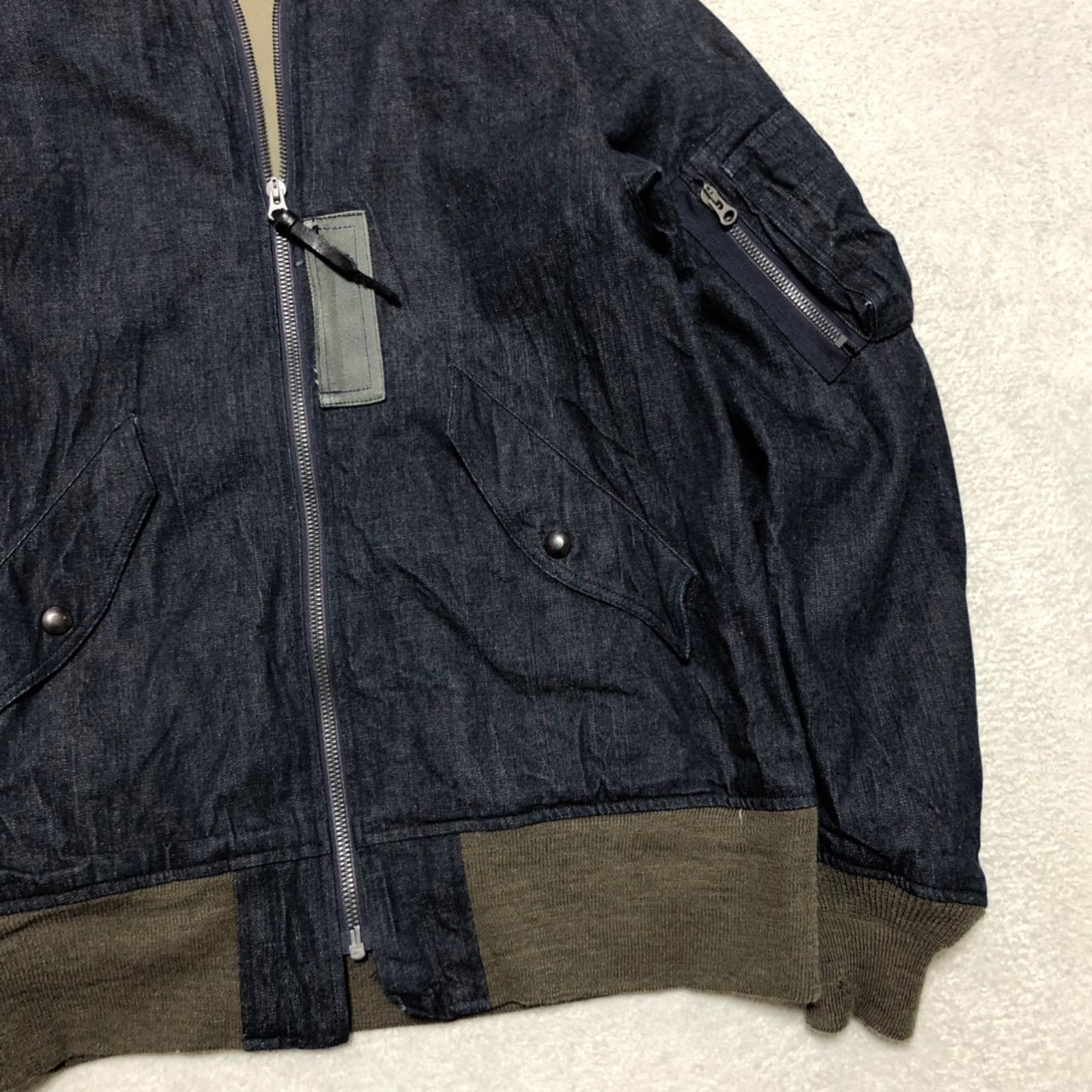 BUZZ RICKSON'S × SUGRA CANE 50周年記念モデル L-2B フライトジャケット デニム 50th ANNIVERSARY DENIM CIVILIAN MODEL Mサイズ ミリタリー 民間 インディゴ バズリクソンズ シュガーケーン