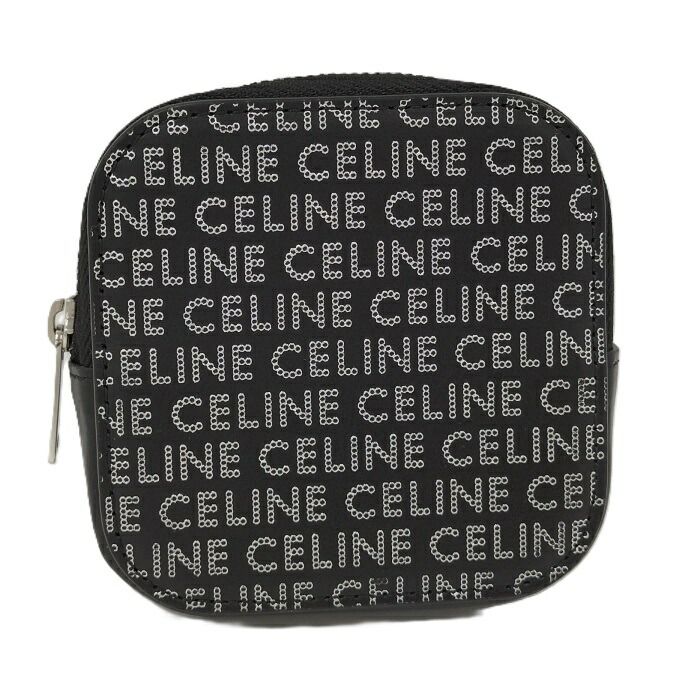 CELINE コインケース ロゴ プリント レザー ブラック
