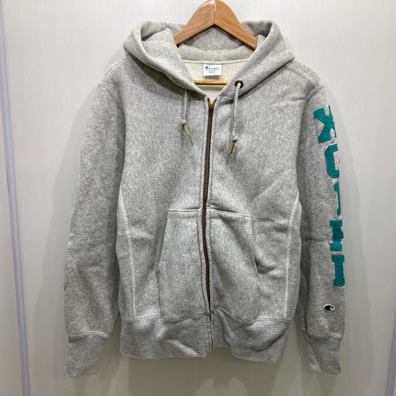 x-girl Championロゴ フルジップパーカー グレー X-girl×Champion ジップパーカー CWSG101 Sサイズ グレー