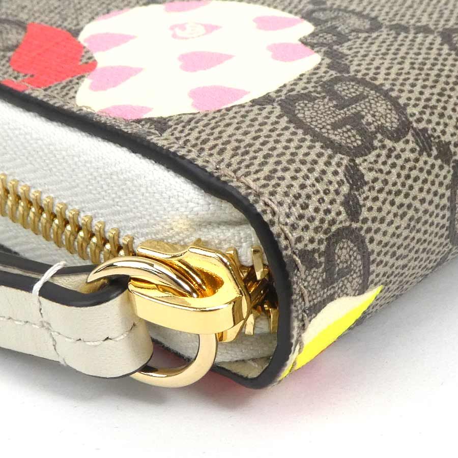 グッチ GUCCI ラウンドファスナー長財布 レ ポム アップル+ハート