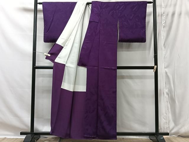 平和屋着物○本草木染作家 瑞寶 色無地 舞花地紋 鴇浅葱色