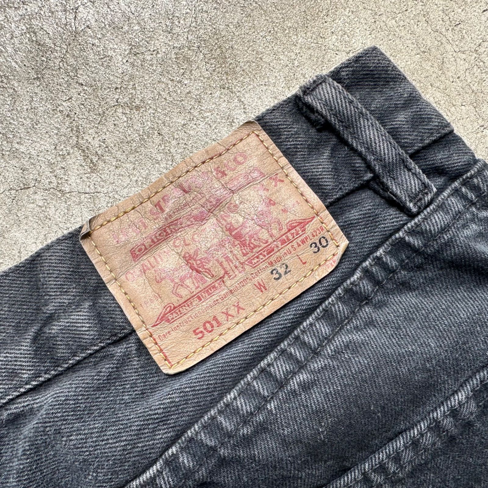 リーバイス Levi's 501xx W32×L30/L40 ミス印字 後染め ブラック