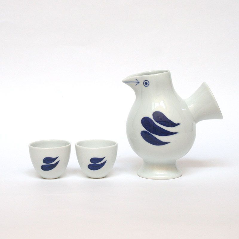 おさけとり|青|リサ ラーソン|徳利とお猪口|波佐見焼|酒器|Lisa Larson|ブルー|あお|可愛い|カワイイ|かわいい