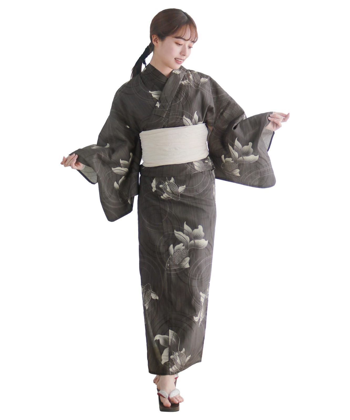 Size Free Size_Color 5.宵の京金魚 KYOETSU キョウエツ 浴衣セット 変わり織 生成り 2点セット 浴衣 兵児帯 レディース H 5.宵の京金魚 フリーサイズ