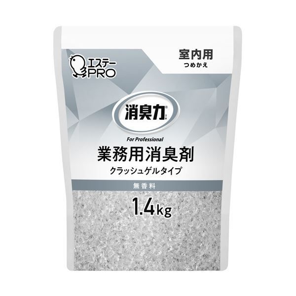 （まとめ） エステー 消臭力業務用消臭剤 クラッシュゲルタイプ 室内用 無香料 つめかえ用 1.4kg 1個 【×5セット】