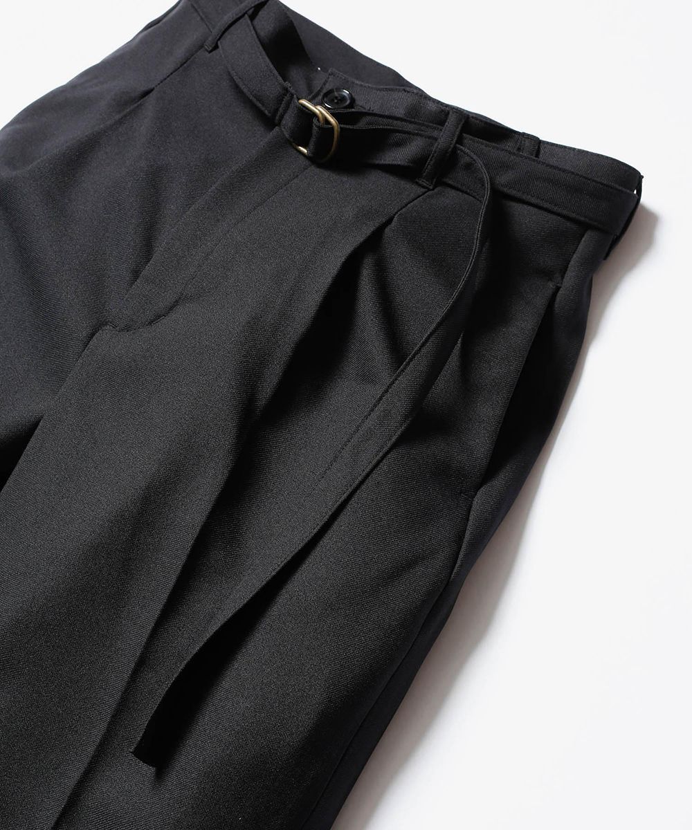 MR.OLIVE / RETRO POLYESTER TWILL / BELTED WIDE TAPERED PANTS