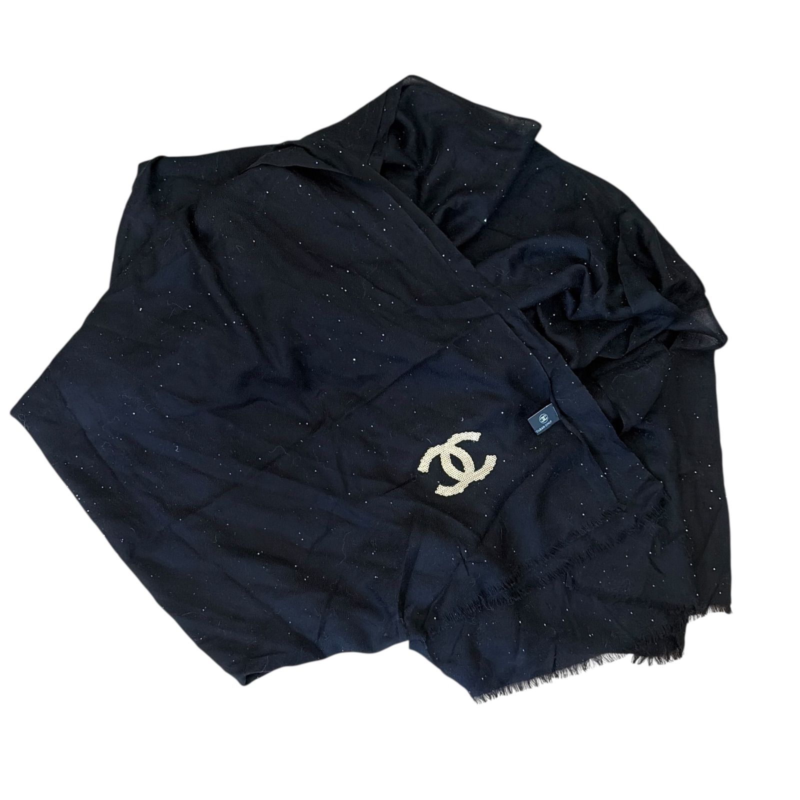 希少 CHANEL 大判スカーフ （約）155×115㎝ コットン ココマーク 希少