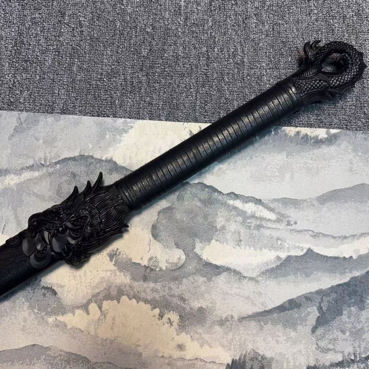 黒龍吟」楠木製居合木刀（全長105cm・龍頭龍尾デザイン） 居合