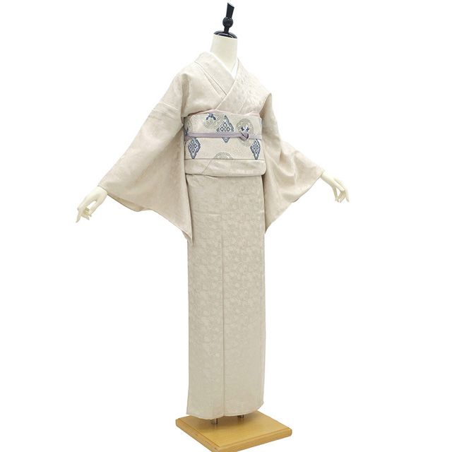 未使用品　小紋着物　単衣　広衿　丹後ちりめん　仕付け糸　裄64.5　丈162.5 未使用品 小紋着物 単衣 広衿 仕付け糸 裄63cm 丈155cm - メルカリ