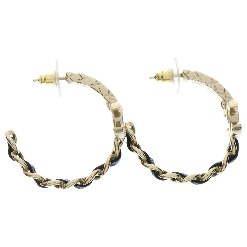 CHANEL シャネル ココマーク フープピアス ラインストーン ゴールド ブラック