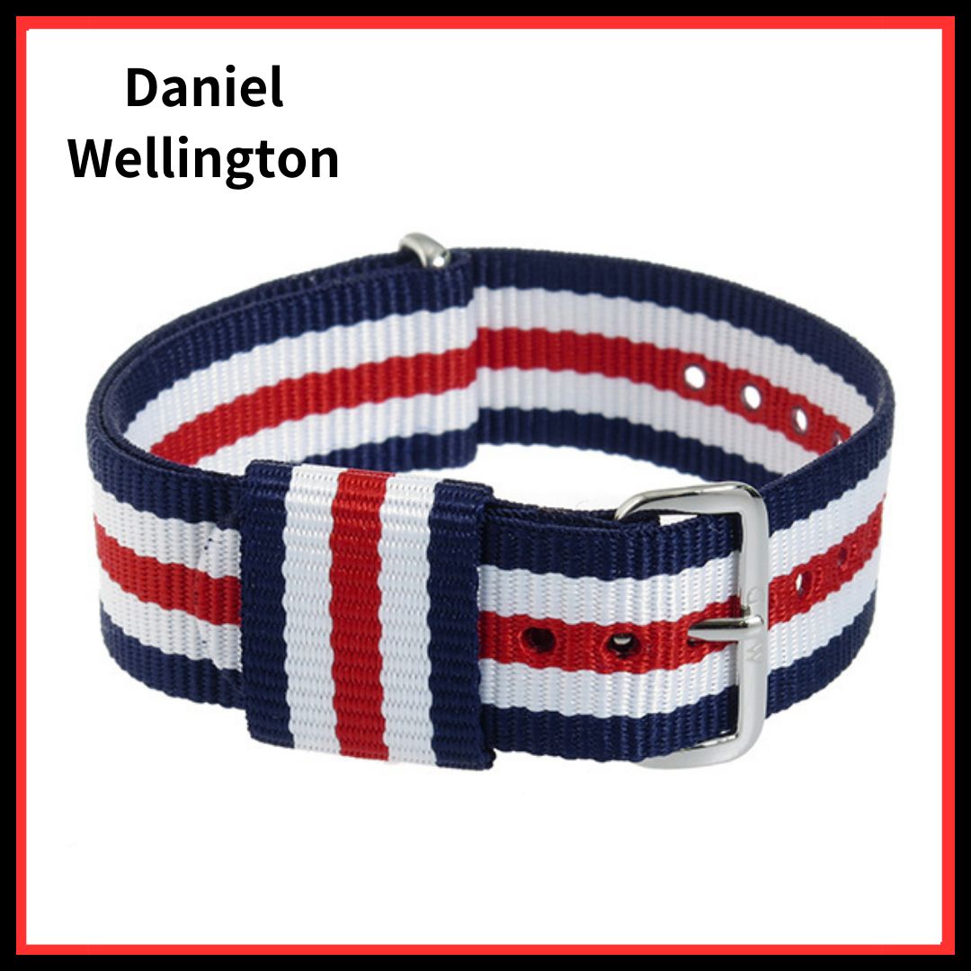 【限定入荷！】Daniel Wellington ダニエルウェリントン 腕時計 40mm用 ナイロン 替えベルト CANTERBURY シルバー 0402DW dw00200016 ブルー ホワイト レッド
