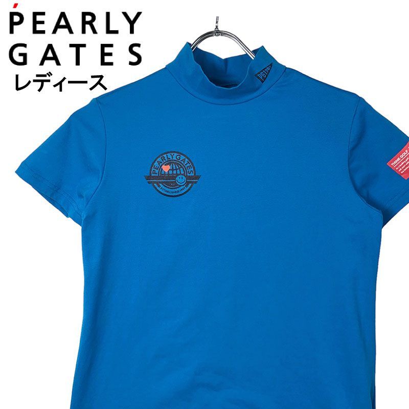 PEARLY GATES パーリーゲイツ ハイネック半袖Tシャツ ブルー - ウエア