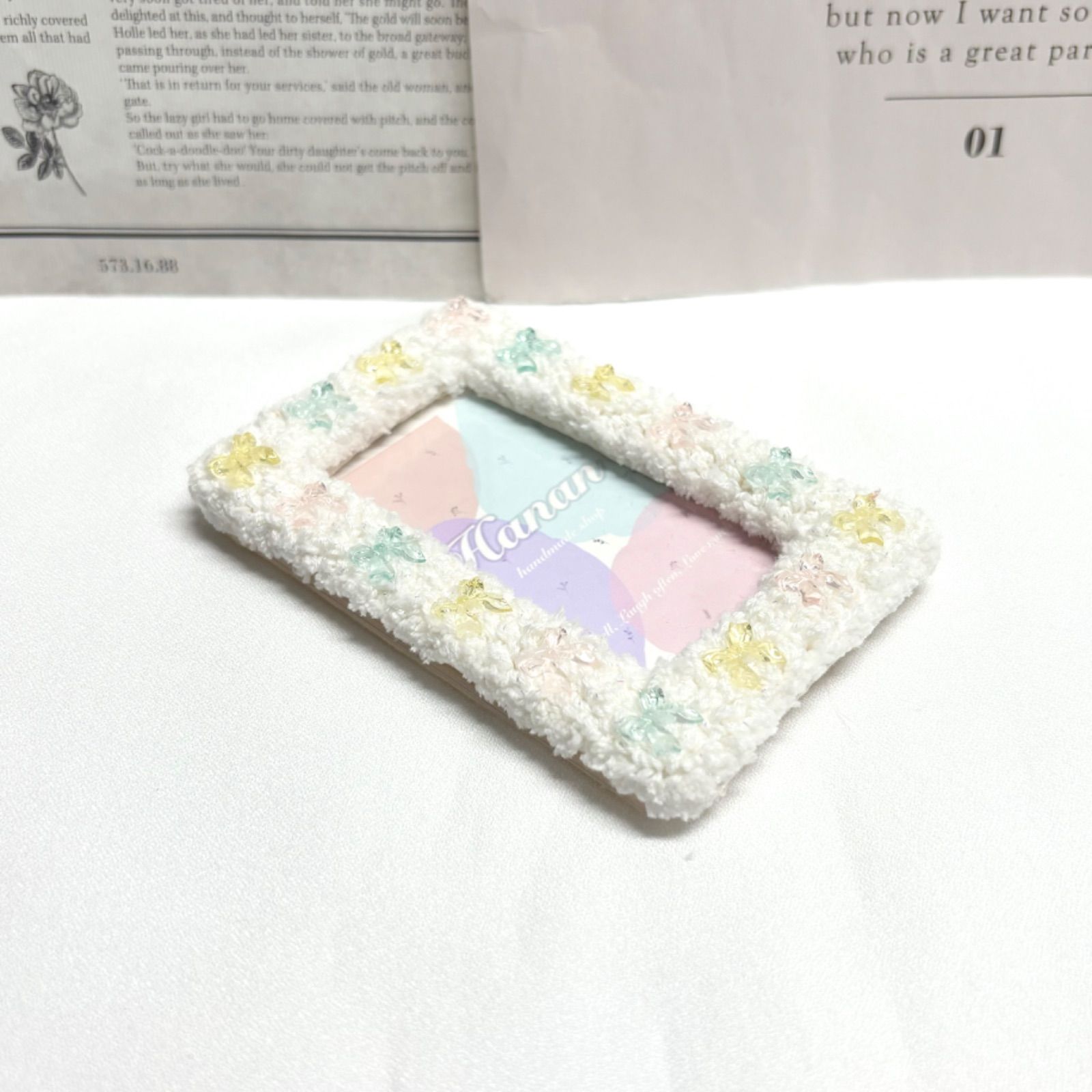 B8サイズ トレカケース 刺繍 デコ タフティング　硬質ケース　ビーズ #117