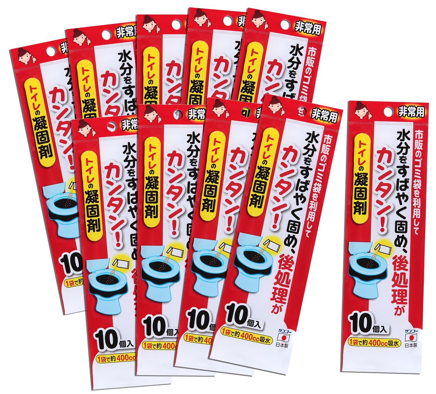 【人気商品】簡易トイレ 災害用 旅行 キャンプ 備蓄 携帯 非常用 防災 日本製 取替用【凝固剤 サンコー 100個入】 長期保存 R-35