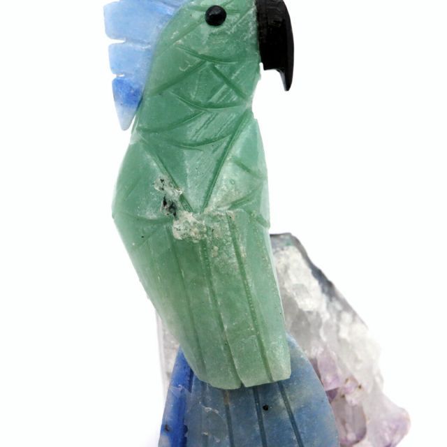 天然石 鳥 置き物 オーナメント 宝石鳥 インコ インド翡翠 ソーダ