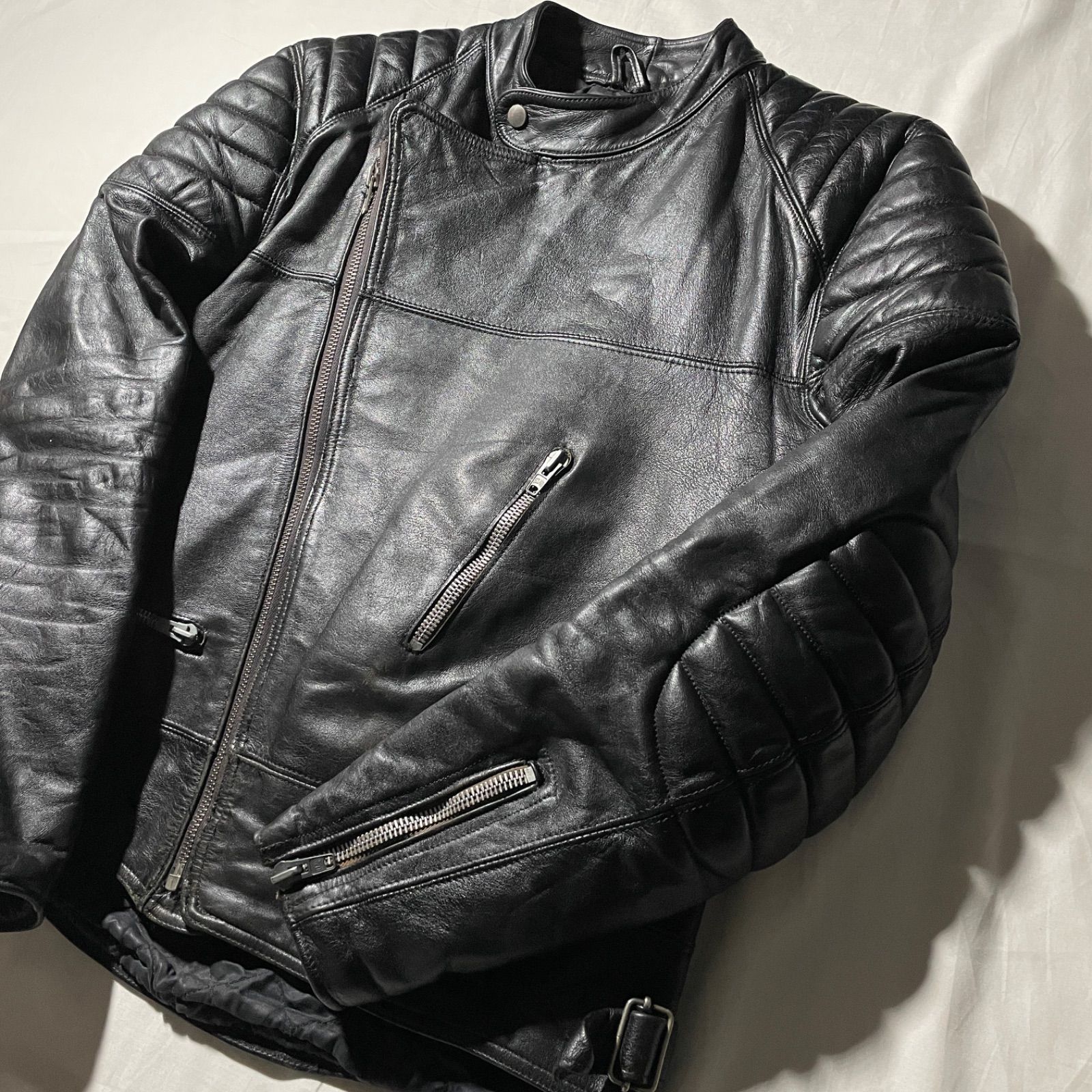 フランス製】70s ダブルライダースジャケット ヴィンテージ レザージャケット 70s vintage Scooter ダブルライダース レザージャケット 44