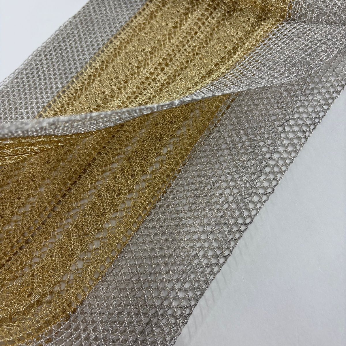 名古屋帯 秀品 夏帯 八寸名古屋帯 トンネル仕立て 縞 金銀糸