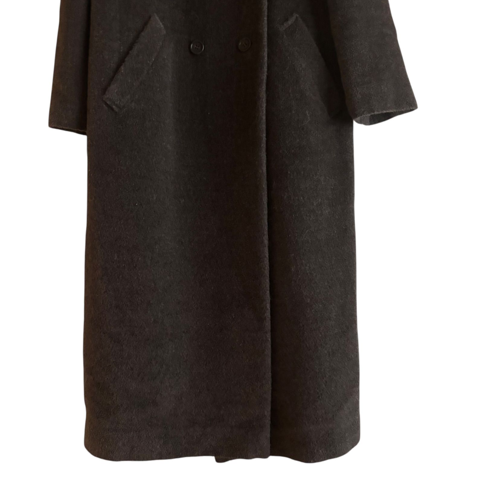 H276*キヨコタカセ☆Aライン☆マキシ☆ウール☆ロング☆コート☆黒ブラックM. アンゴラウール コンバーチブルロングコート（01-15WE06-203）｜K.T