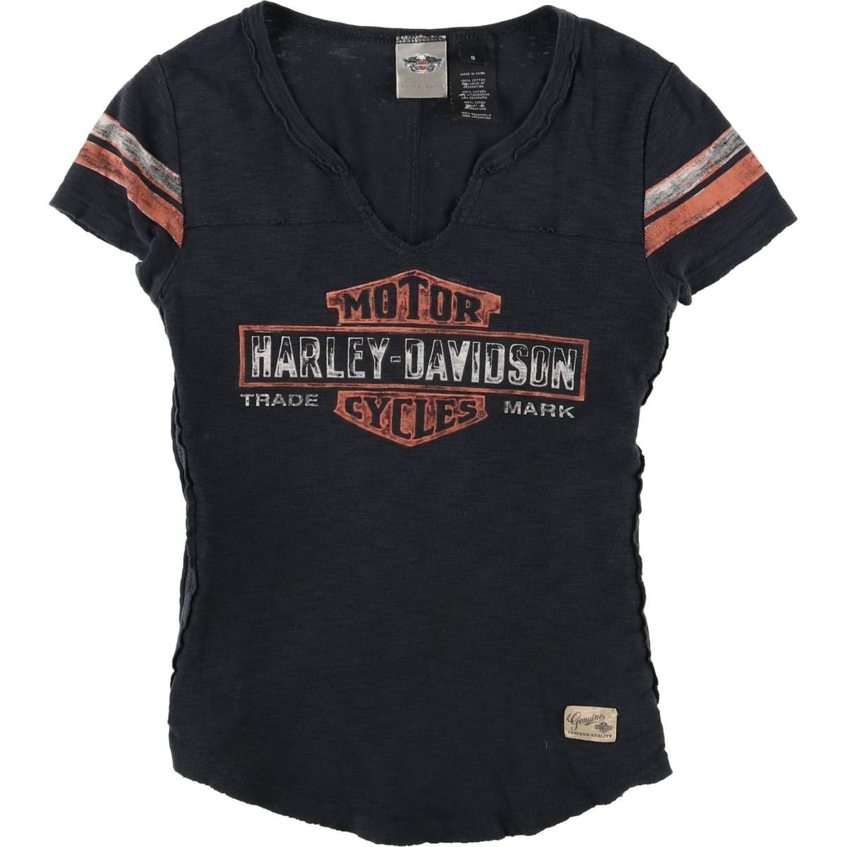 古着 ハーレーダビッドソン Harley-Davidson Vネック モーターサイクル バイクTシャツ レディースS相当|eaa541412