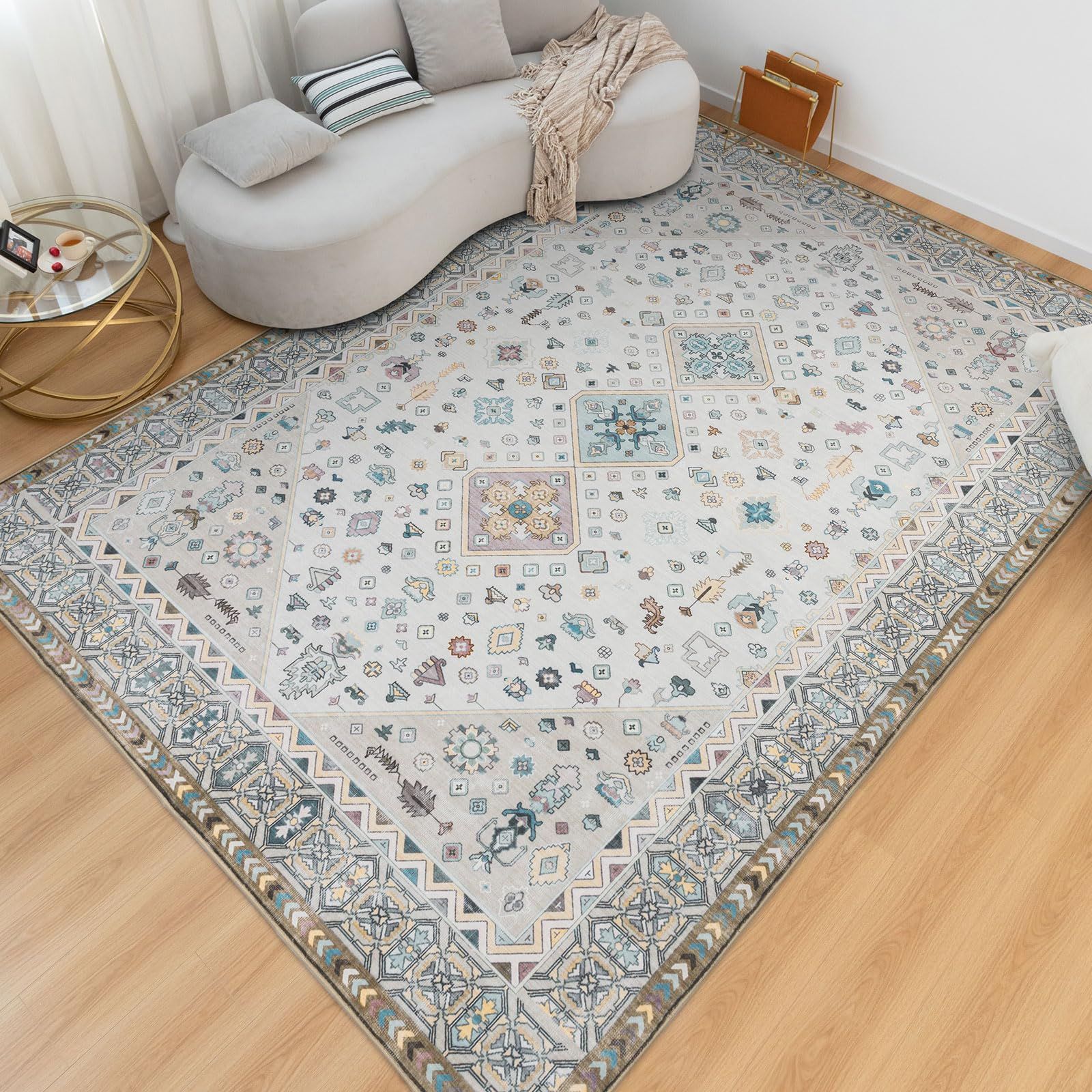 【新着商品】ペルシャ絨毯風 160x230CM 3畳 洗える 花柄 ラグ マット カーペット ふわふわ 厚手 滑り止め 撥水効果 u-living 防ダニ 防臭 床暖房対応 べーじゅ