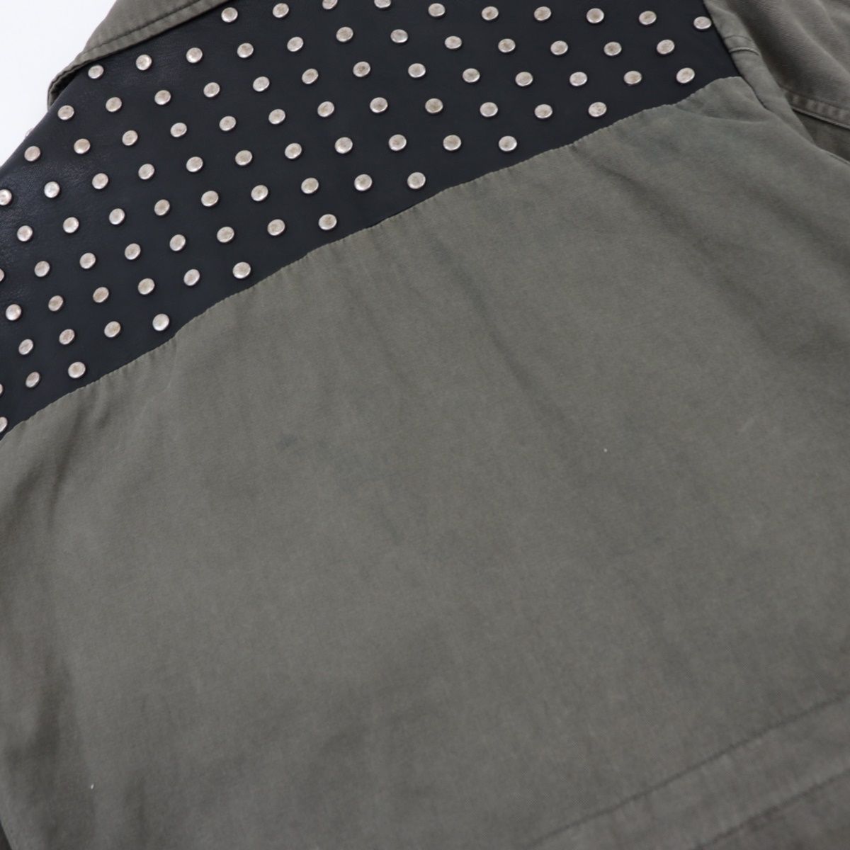 SAINT LAURENT PARIS 14AW スタッズ ミリタリージャケット サンローランパリ 14AW レザースタッズ切替 ミリタリー