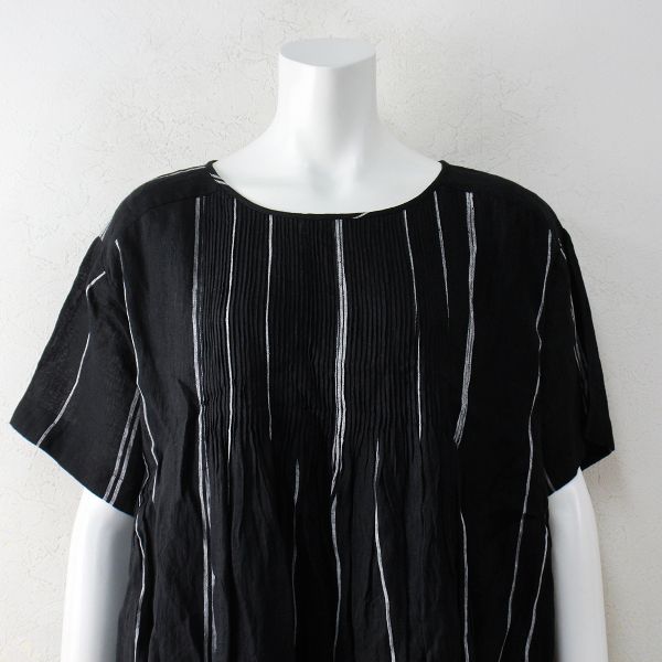 美品 maison de soil メゾンドソイル リネン ピンタック ランダム  