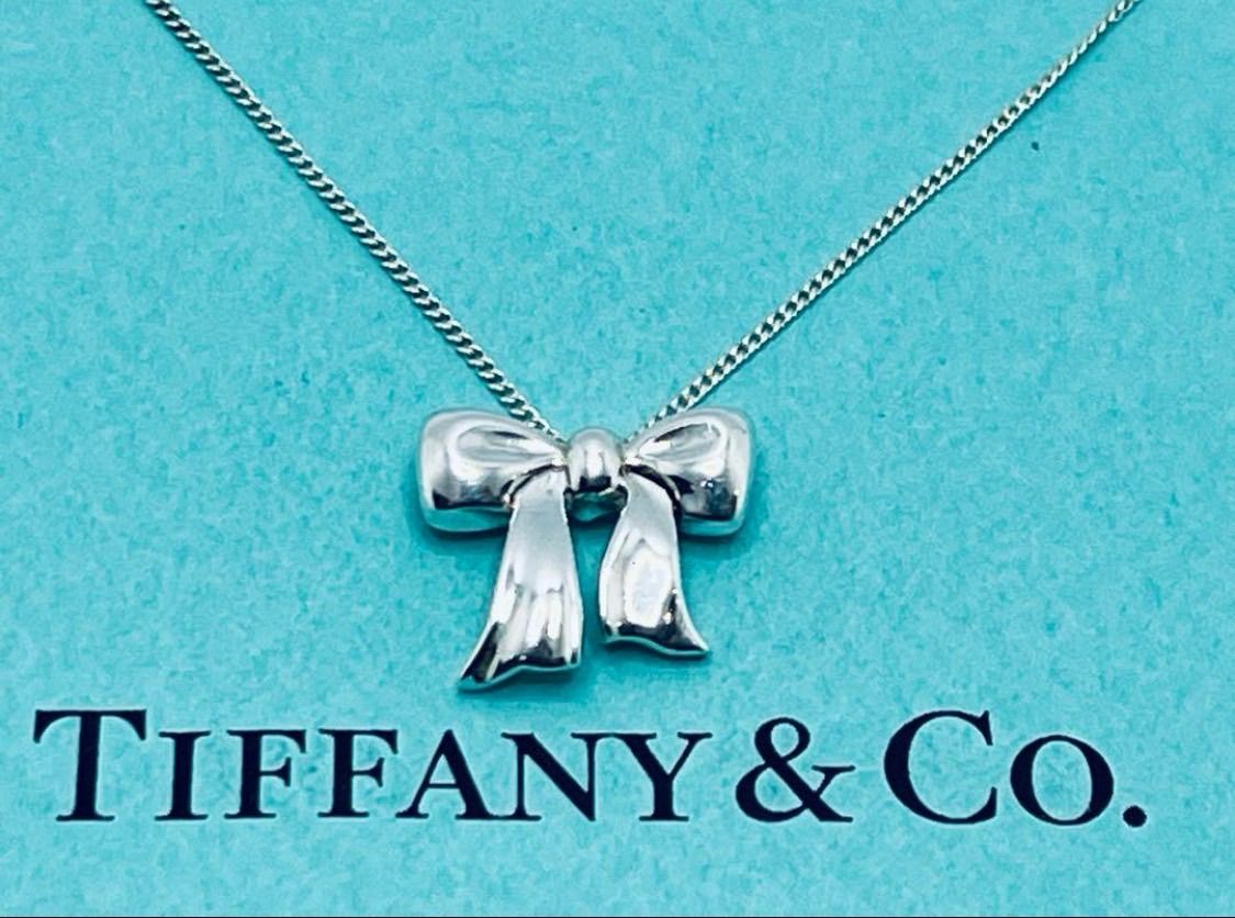 極美品✨️　ティファニー　リボン ネックレス　925 シルバー TIFFANY&Co.】ティファニー リボン ネックレス シルバー925 ribbon