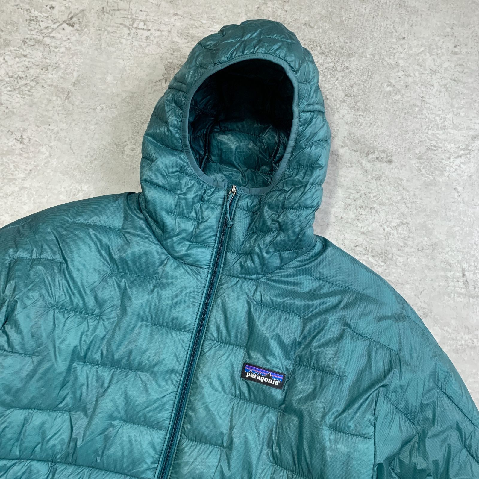 00s Eddie Bauer 青 マイクロパフフーディー ダウン