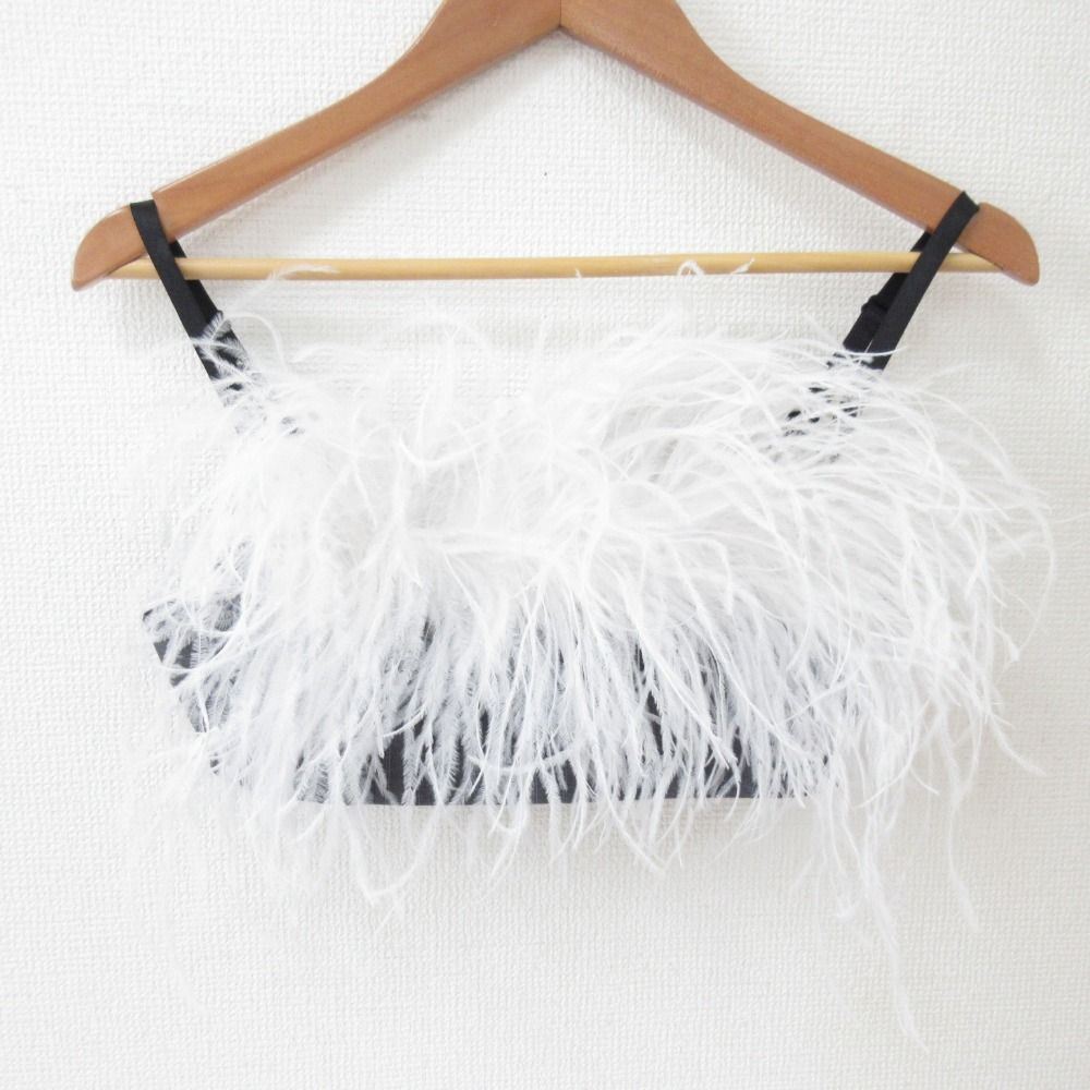 25SS KISHIDAMIKI キシダミキ ostrich feather bra オーストリッチフェザー ビスチェ サイズF グレー レディース 古着
