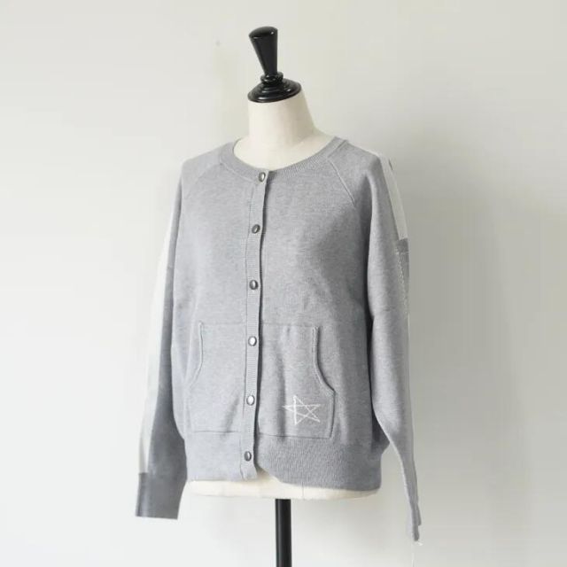 MK･b エムケービー | 編立ヤーン ラグランカーディガン グレーxオフ size 40 | ジャケット ブルゾン ニット