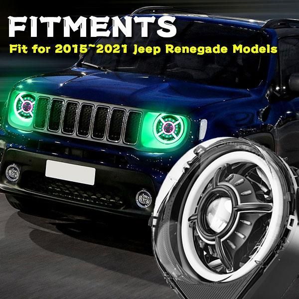 送料無料○ For 2015~2022年 Jeep Renegade Models RGB 9インチ LED ヘッドライト アセンブリ  Bluetooth 2個 MS-RE1520-RGB - メルカリ