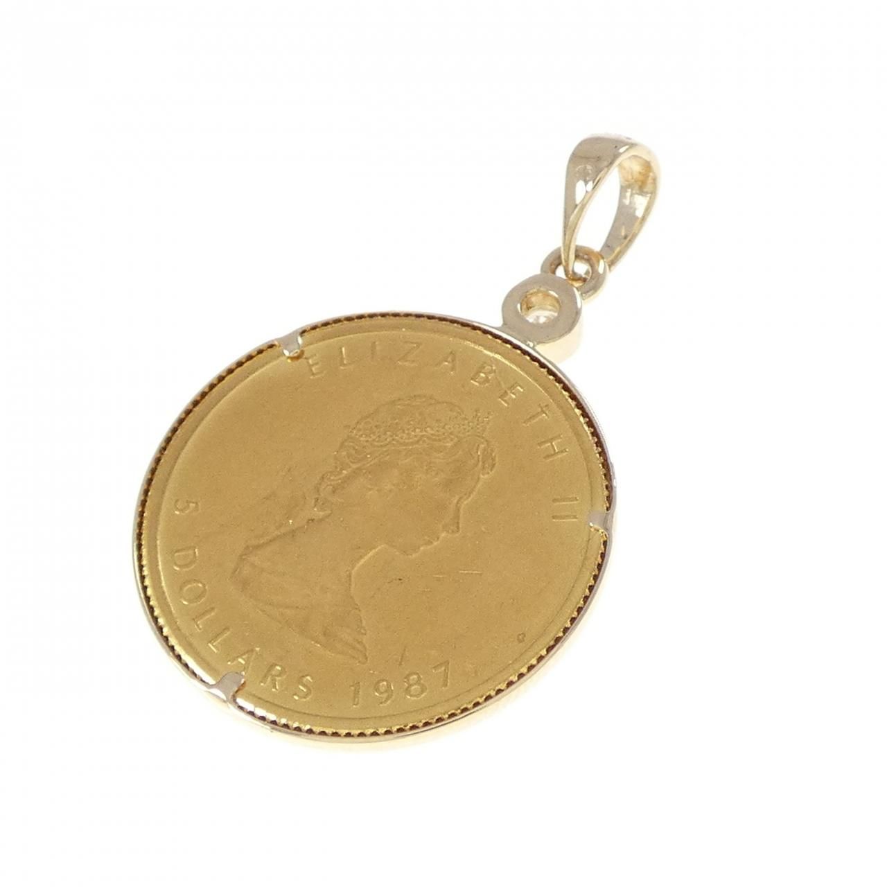 750YG 枠 ダイヤモンド コイン ペンダント