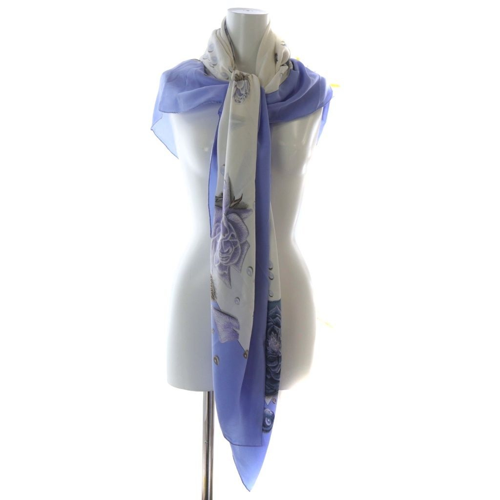 エルメス エルメス ラ ロゼ スカーフ 白 ホワイト 水色