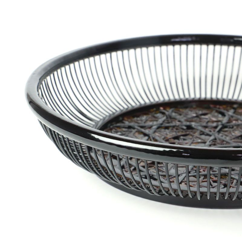 【九谷の籃胎漆器】果物かご フルーツバスケット 伝統工芸品 盛器 藍胎 細編 菓子器 菓子鉢 竹製 おしゃれ 漆塗り お菓子入れ