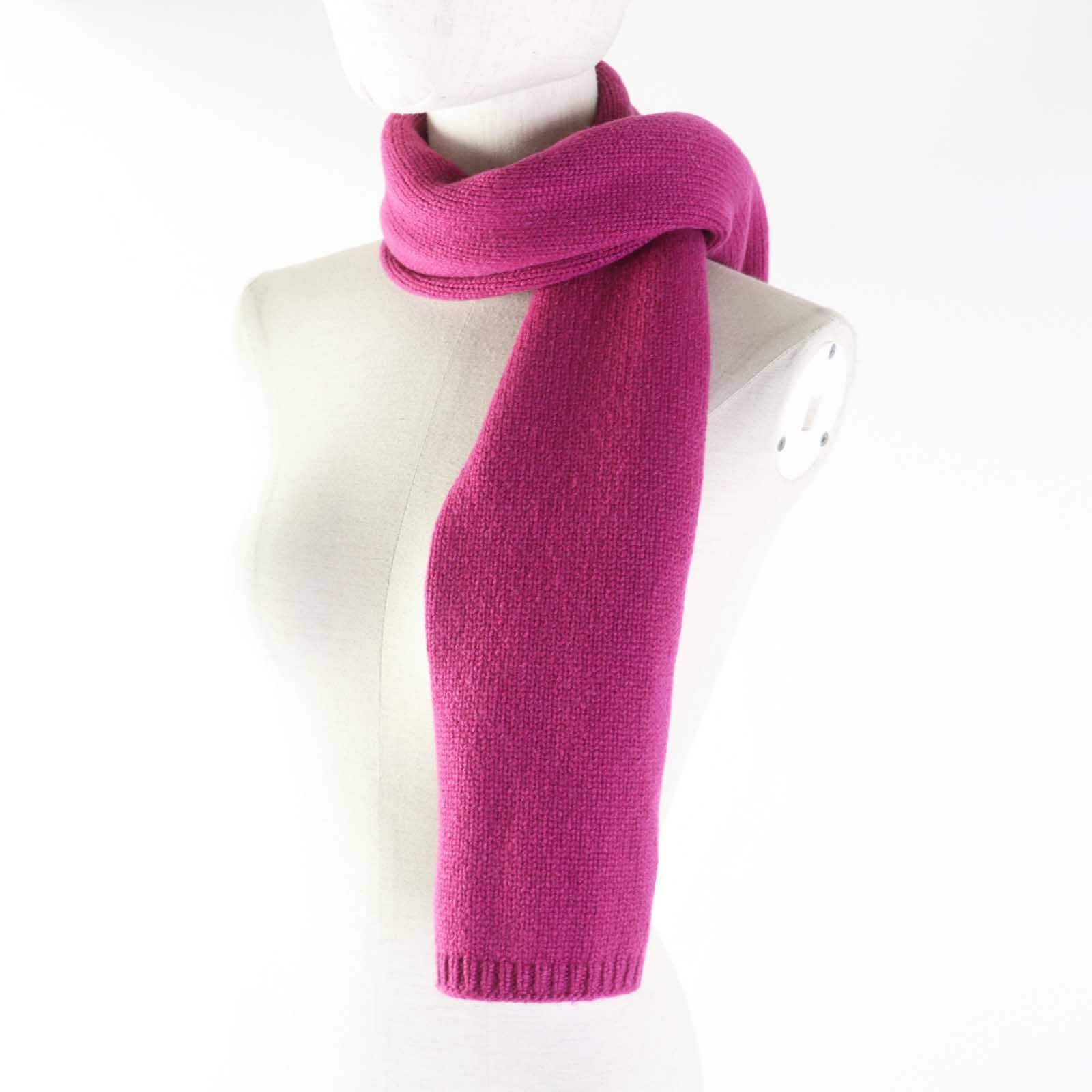 極美品◎HERMES エルメス カシミヤ100％ ニットマフラー プラムピンク  
