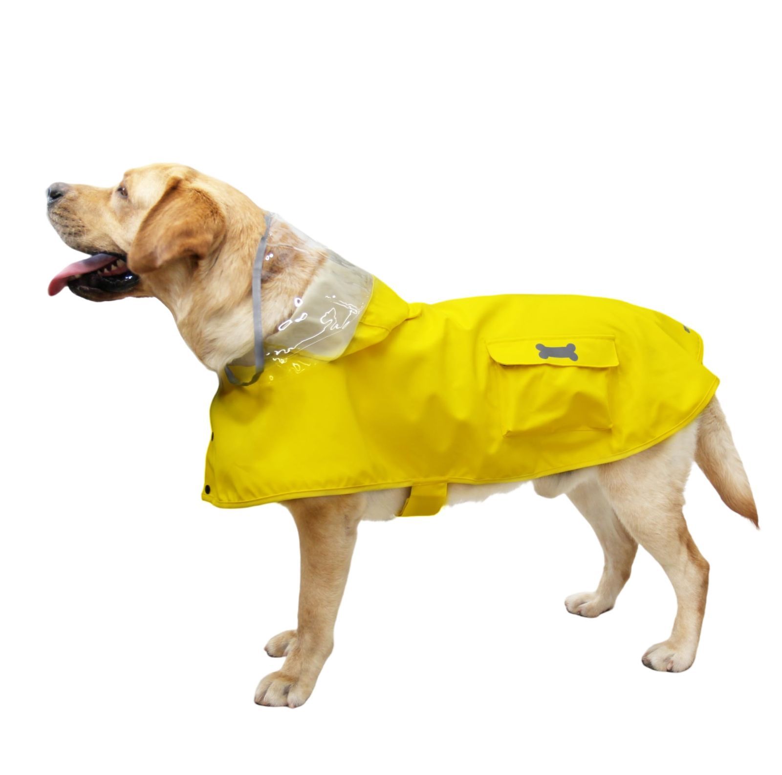 犬 カッパ 犬 小型犬 中型犬 大型犬 ペット雨具 レインコート 犬ジャケット 軽量 犬コート梅雨対策 防水 MAMORE 防風 散歩用 着脱簡単 反射テープ付（イエローXS）