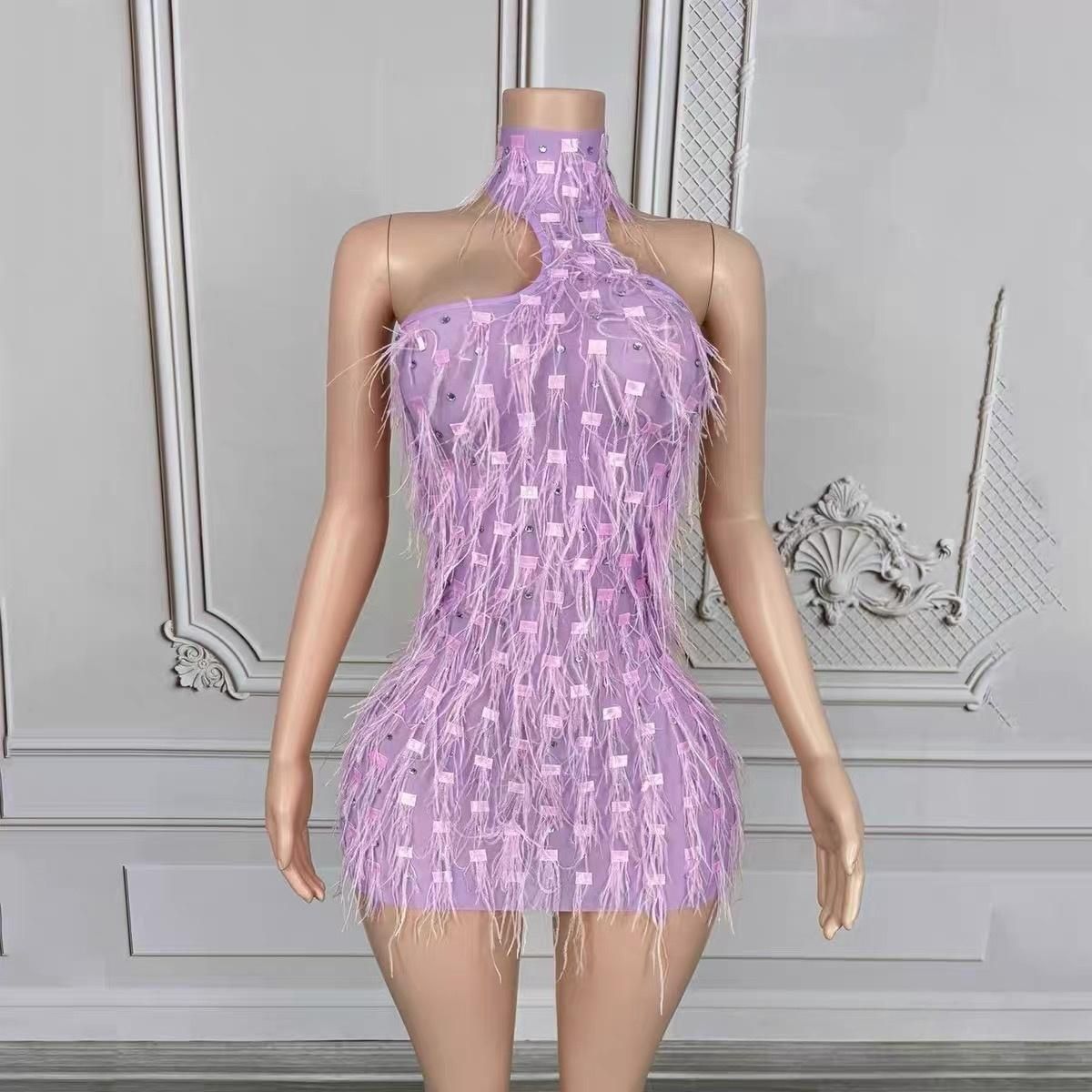 社交ダンスドレス ベリーダンス衣装 甘いフリル付きホルターネック オープンバック 体にフィットするドレス ステージ パーティー用 8 選択 WWW_NOITHATQUANGTHANH_NET