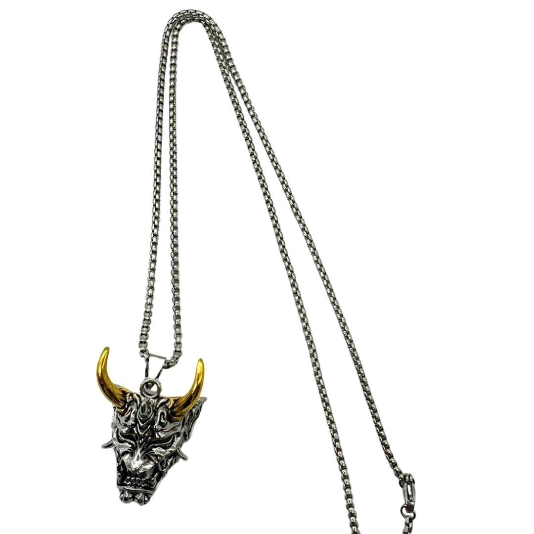 在庫限り】【普通郵便発送】 ネックレス 黄金の角 鬼 金のツノ