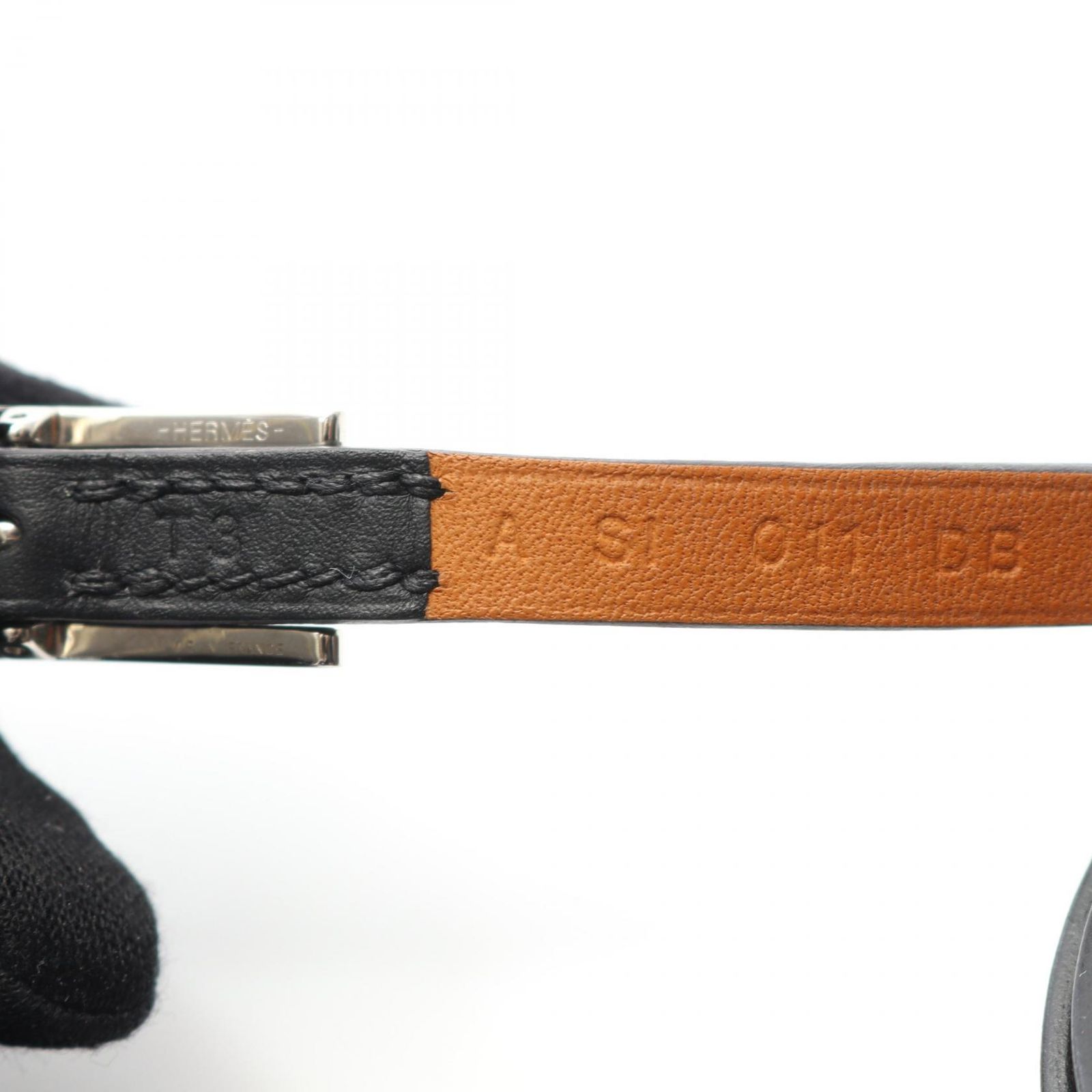 HERMES アピ　レザーブレスレット エルメス HERMES ブレスレット アピ3 ロング ブラック レザー