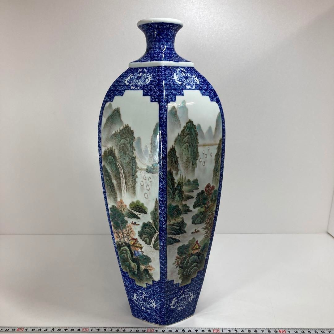 中国美術 粉彩 大花瓶 高さ45.5㎝ タルチ 東な6-0915