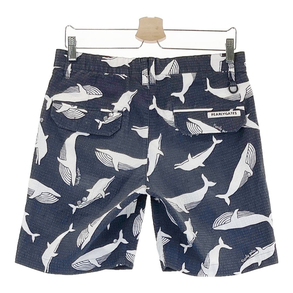 【美品】パーリーゲイツ　ハーフパンツ　ネイビー　M 6ポケット　シアサッカー サイズ：4 PEARLY GATES パーリーゲイツ シアサッカー ハーフパンツ