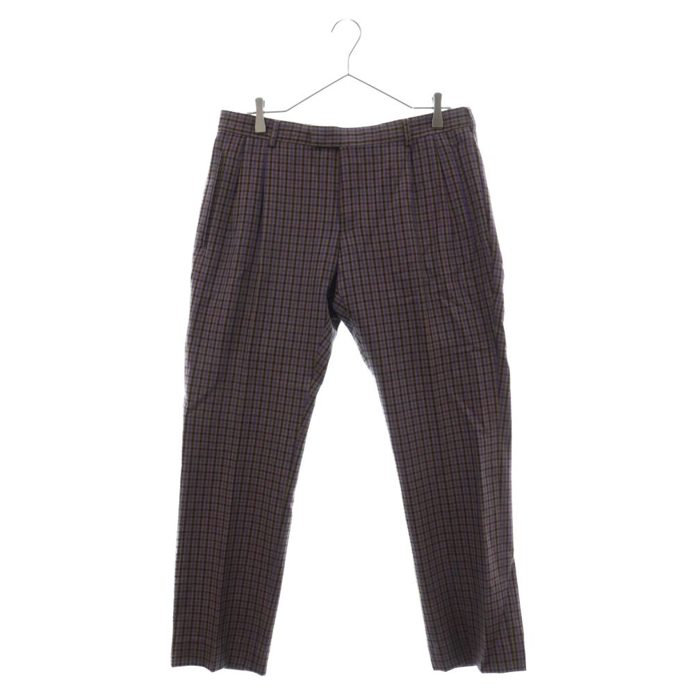 GUCCI (グッチ) 2タック スラックスパンツ チェック柄 トラウザー