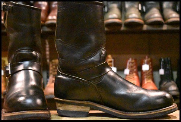 9 D PT 91刺繍 レッドウィング 2268 エンジニア 黒 ブラッククローム スチールトゥ プルオン ブーツ redwing FI 481